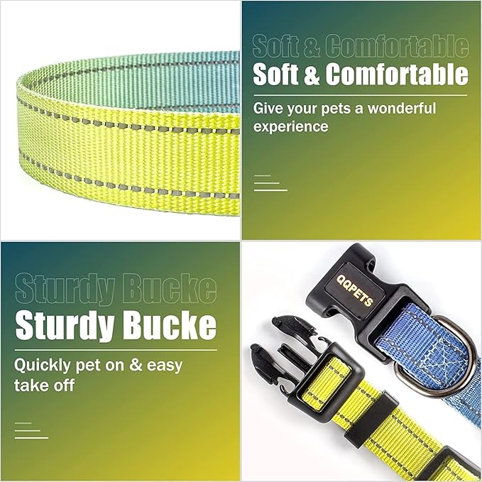 Roses&Poetry Reflective Dog Collar and Leash Set with Gradient Amber, Adjustable Durable Puppy Collars Leashes for Extra Small Dogs (Amber-XS)