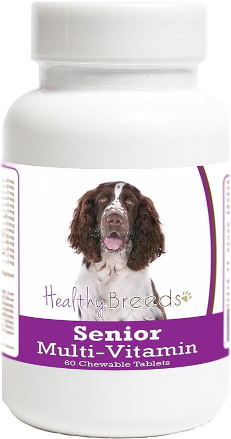 Healthy Breeds Senior Dog Supplement for English Springer Spaniel - OVER 200 BREEDS - Veterinarian Formulated Daily Dietary Chewable Tablet - 60 Chews