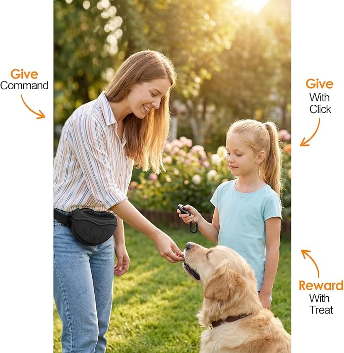 Dog Treat Pouches for Pet Training - Magnetic Auto-Close Dog Training Treat Pouch with Belt & Clicker, Portable Hands-Free Pet Treat Bag for Walking, Easy to Clean & Avoid Spills