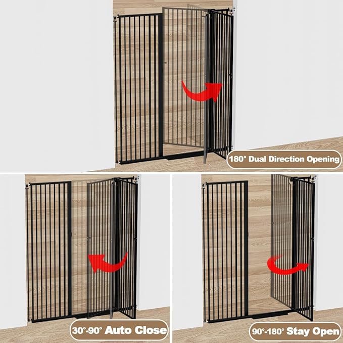 57" Extra Tall Pet Gate for Cats Dogs-48.1"-52.7" Extra Wide Cat Gate for Doorways and Stairs-1.37" Ultra Narrow Spacing Pressure Mounted Dog Gate with One-Handed Operation(48.1"-52.7")
