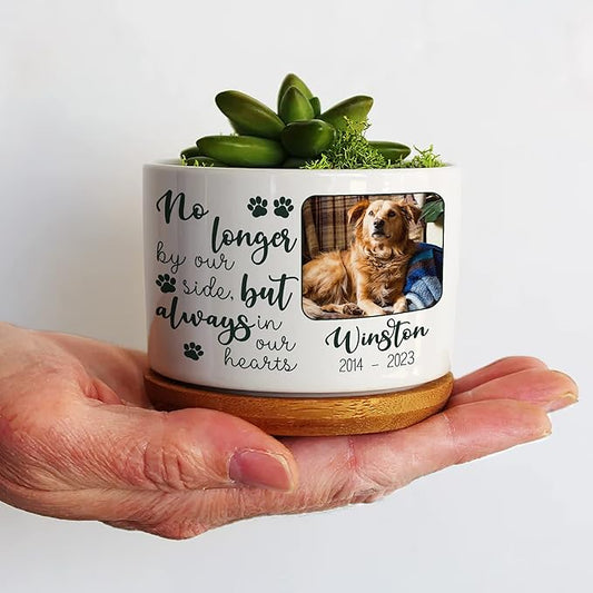 Customized Dog Memorial Plant Pots for Grieving Pet Owners Personalized Dog Memorial Gifts Plant Pots Pet Loss Gifts Cat Loss Sympathy Name Date Image Plaque