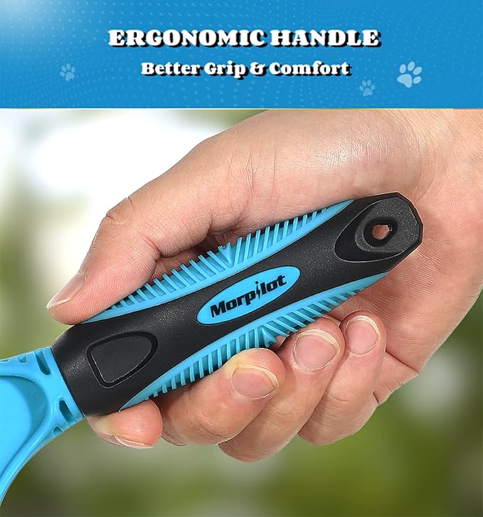 Morpilot Dog Grooming Brush, Dog Dematting Comb Tool, Cat Comb - 23+12 Double Sided Teeth Blade Dog Undercoat Rake Comb for Small Medium & Large Dogs Effectively Reduces Hair Loss by up to 90%