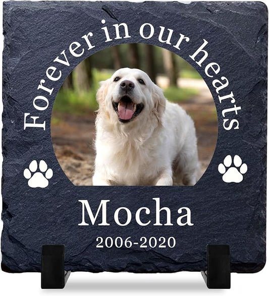 EDSG Personalized Dog Memorial Gifts for Loss of Dog Pet Memorial Gifts for Dogs Cats Memorial Stone Pet Loss Gifts Natural Slate Grave Plaque Pets Bereavement Gifts Loss of Pet Gift (Design 1)