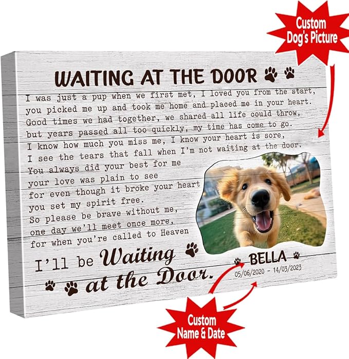 C80713 Funny Dog Memorial Canvas Gifts - Personalized Wall Art Decor With Sayings for Dog Lover Mom Dad - Custom Landscapes Canvas Name