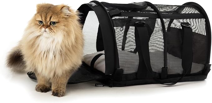 SturdiBag All Mesh Pet Carrier – Ventilated Design, Flexible and Compact for Travel | Large, Black