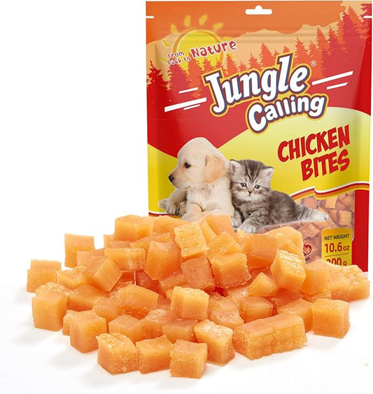 Jungle Calling Soft Chicken Treats for Dog and Cat, Natural Grain Free Chewy Food Snacks for Training Rewards for Small & Senior Dogs, High Protein, 10.6 oz
