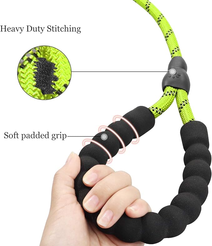 TagME Slip Leads for Dogs that Pull, 6 FT No-Pull Training Leash with Lock, Escape-Proof Design, Reflective & Padded Handle for Small Dogs, Green