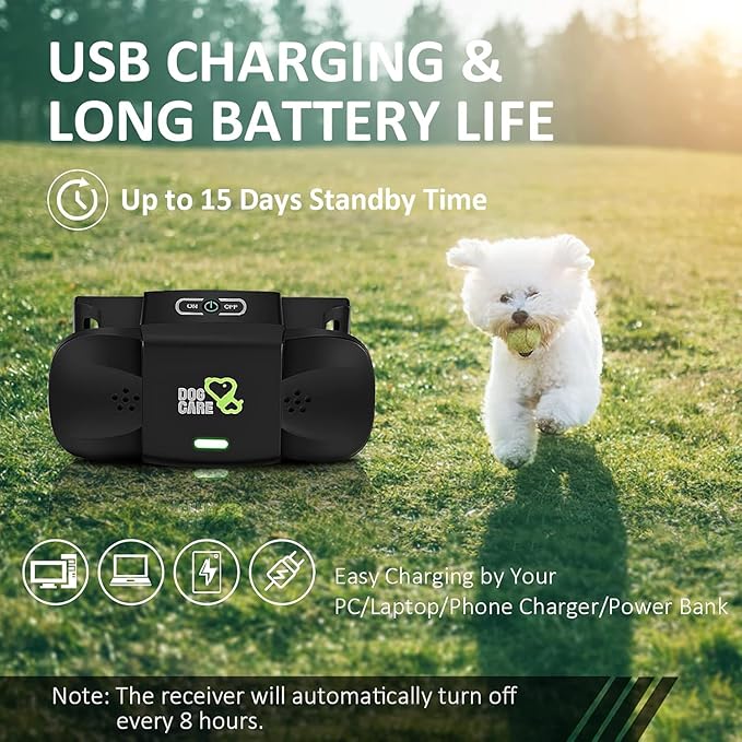 DOG CARE Shock Collar Receiver for Medium Large Dog, Long Remote Range, Vibration, Beep, 0-99 Adjustable Shock Levels, Work with DOG CARE TC01 Series from July 2025 Onwards, Collar Only