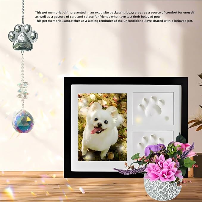 Dog Memorial Gifts for Loss of Dog,Pet Memorial Suncatcher,Pet Memorial Sympathy K9 Crystal Sun Catcher,Thoughtful Dogs and Cats Remembrance, Bereavement Gifts (Multicolour)