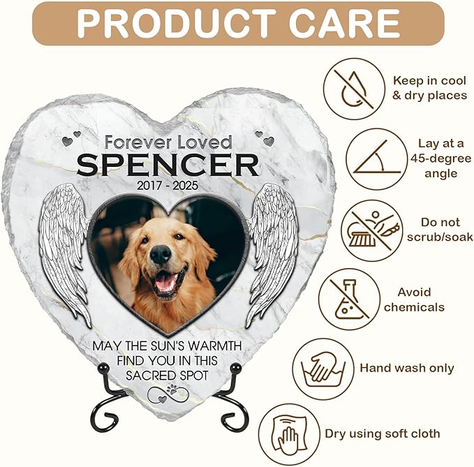 May The Sun's Warmth Find You In This Sacred Spot Personalized Photo Dog Memorial Stone, Pet Memorial Stones for Dogs, Dog Memorial Gifts for Loss of Dog, Cat Sympathy Gift for Pet Lovers