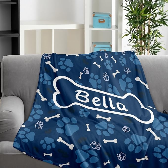 Custom Pet Blanket, Personalized Dog Blanket with Name, Customized Soft Flannel Blanket Gift for Pet Lover, Birthday, for Pet Animal Women Men Dog Lovers Memorial Gift