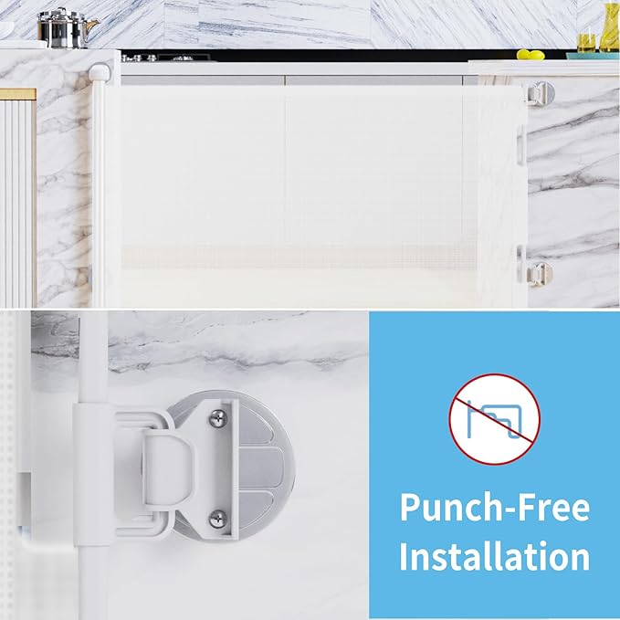 HAMOPY Auto-Lock Retractable Baby Gate Replacement Free-Punch Parts, Original Hardware Set (Including 2 x Latches + 2 x Brackets) Only Fit 55“&71” Auto-Lock Baby Gate(White)
