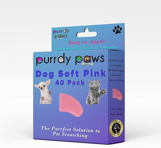 40 Pack Soft Nail Caps for Dog Claws Soft Pink Medium