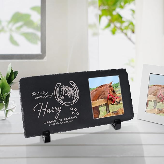 Fanery Sue Custom Cat Memorial Stones with Full Color Image, Dog Memorial Gift Garden Stones, Pet Grave Markers Personalized, All-Natural Memorial Headstone for Pet