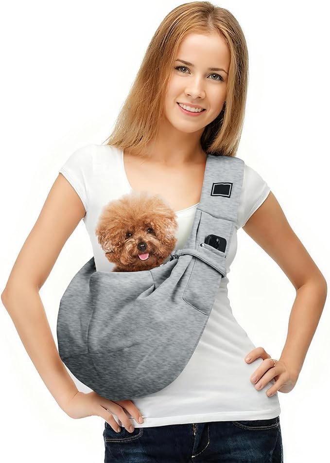 Sling Carrier for Small Pets, Hands Free Cat Sling, Reducing Back Neck Pain Anti-Anxiety Dog Front, Adjustable Soft Dog Carrying