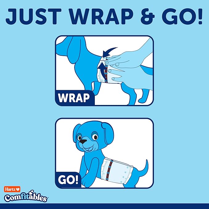 Hartz Comfitables Disposable Male Dog Wraps with Stretchy Waistband, Large 12 Count