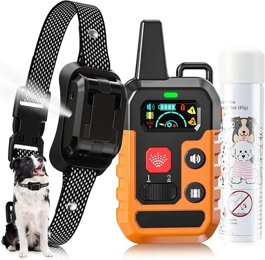 Citronella Training Collar for Dog [1* Citronella Refill] Spray Dog Collar with Beep/Vibration/Spray 4 Mode & 6 Adjustable Sensitivities, IPX7 Waterproof Dog Collar for L/M/S Dogs