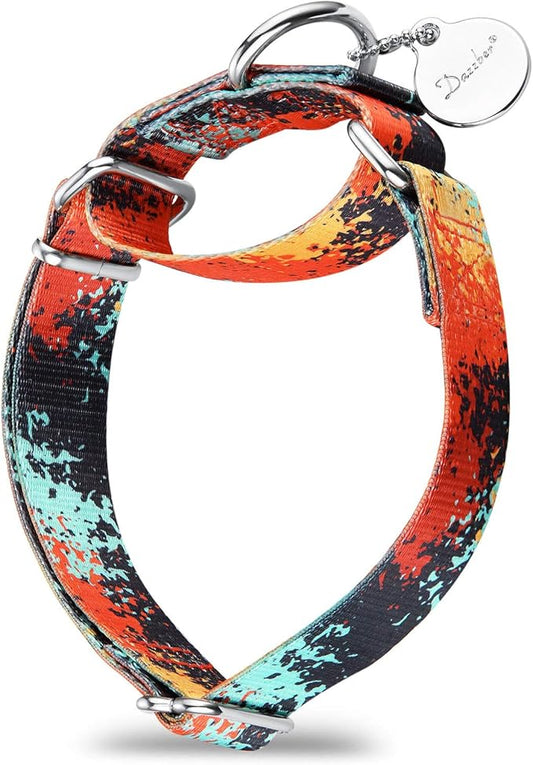 Martingale Dog Collar Escape-Proof for Training - No-Buckle, Durable Polyester Design for Medium Breeds (Jungle Sunset,M)