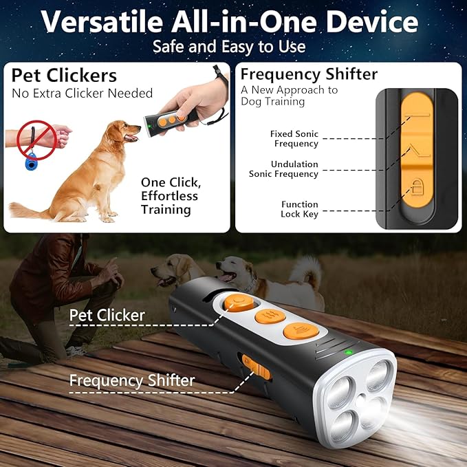 BONSO 2025 New Dog Bark Deterrent Device, 50ft Long-Range Ultrasonic Barking Control Device - Effective Anti-Barking Device to End Bad Behavior, Alternative to Shock Collars (Black)