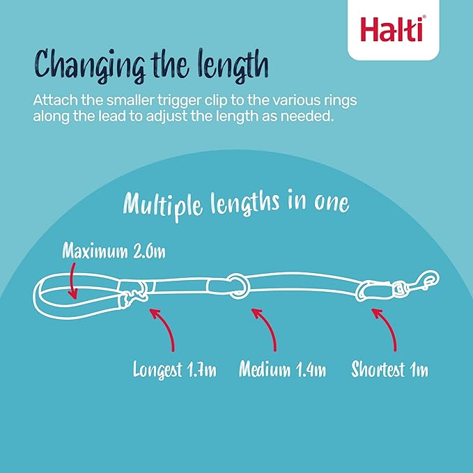 Halti Training Leash - Multifunctional Double-Ended Dog Leash, Ideal for Anti-Pulling Dog Training. Lightweight & Durable. Suitable for Small to Medium Dogs & Puppies (Size Small, Cobalt Blue, 2m)