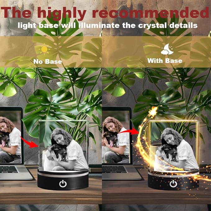 Dog Memorial Gifts - Personalized Memorial Gift for Dog, Cat, Animal Indoor, Custom Pet 3D Crystal Photo, Loss of Dog Cat Puppy Keepsake Bereavement Sympathy Gifts for Pet Lovers - Cube