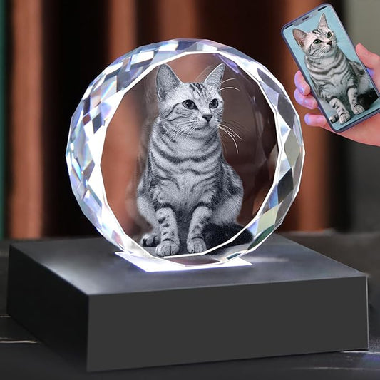 Pet Memorial Gifts for Dogs,Cats,3D Crystal Photo,Custom 3D Pictures,Dog Memorial Gift,3D Laser Etched Picture, Customized Gifts,Personalized Photo Gifts