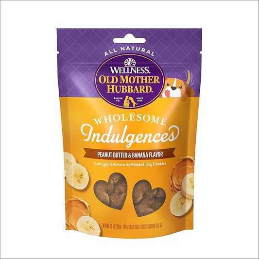 Wellness Old Mother Hubbard Wholesome Indulgences Soft-Baked Dog Biscuits, Natural Treats, Peanut Butter and Banana Flavor, 10 oz Bag