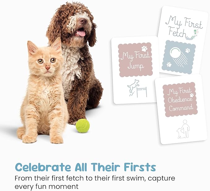 Pet Milestone Cards – Celebrate Your Pet’s Journey, Growth and Key Moments with Keepsake Cards - Perfect for Dogs, Cats, Puppies, and Kittens - Ideal as a Pet Adoption Gift, Pet Memory Book