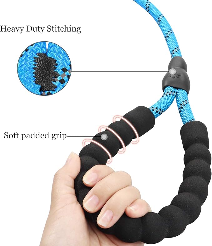 TagME Slip Leads for Dogs that Pull, 6 FT No-Pull Training Leash with Lock, Escape-Proof Design, Reflective & Padded Handle for Medium Dogs, Blue