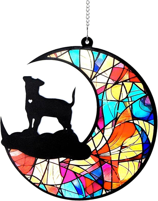 Dog Memorial Suncatcher,Pet Sympathy Gifts,Dog Memorial Gifts for Loss of Dog,Personalized Dog Pass Away Gifts with Name Date for Pet Lovers