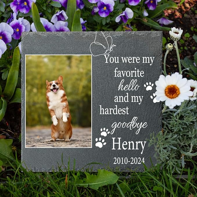Dog Memorial Gifts for Loss of Dog Garden Stone, Personalized Pet Memorial Stones, Pet Remembrance Gift, in Memory of Dog Cat, Loss of Pet Sympathy Gift, Pet Loss Gifts