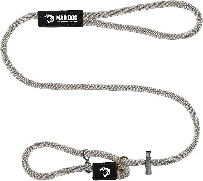 Mad Dog Products Easy Leader Dog Leash 1/2" x 4' Silver Signature Rope - Made in USA