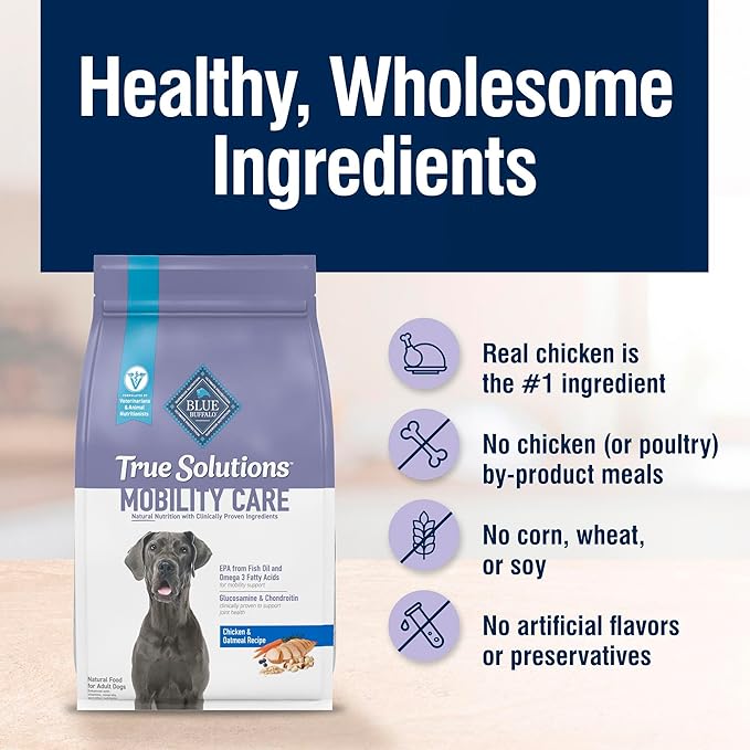 Blue Buffalo True Solutions Mobility Care Natural Dry Dog Food for Adult Dogs, Chicken, 24-lb. Bag