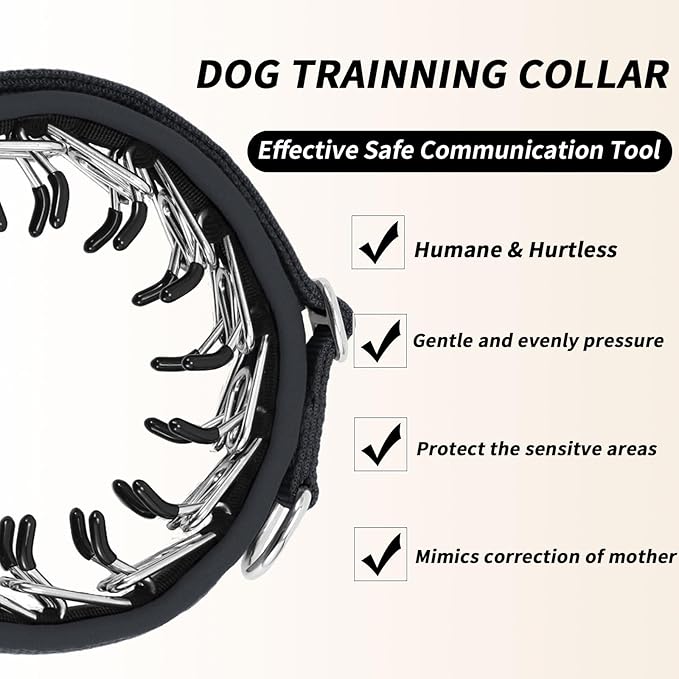 Martingale No Pull Dog Collar for Large Medium Small Dogs, Heavy Duty Nylon Reflective Adjustable Anti Pull Slip Collar with Buckle for Training Walking M Black Black