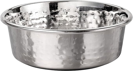 Neater Pet Brands Hammered Decorative Designer Bowls - Luxury Style Premium Dog and Cat Dishes (Small, Stainless)