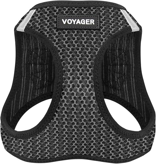 Best Pet Supplies - All Weather Mesh/Plush, Reflective, No Pull Harness for Small, Medium Dogs, Cats - Secure with Hook & Loop Fastener, Buckle, Double D-Rings - Gray 2-Tone, S