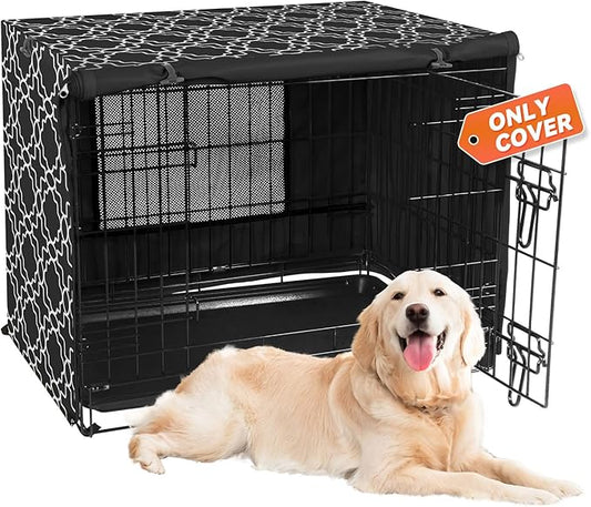 X-ZONE PET 30" Dog Crate Cover for Indoor/Outdoor - Heavy Duty Polyester Pet Kennel Cover Fits for Wire Dog Cage Black Print