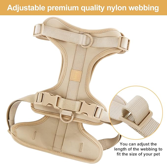 No Pull Lightweight Dog Harness: Adjustable Durable Breathable Mesh Pet Vest Harness with Soft & Comfortable Cushion, for Small Medium Large Dogs (S, Sand Color)
