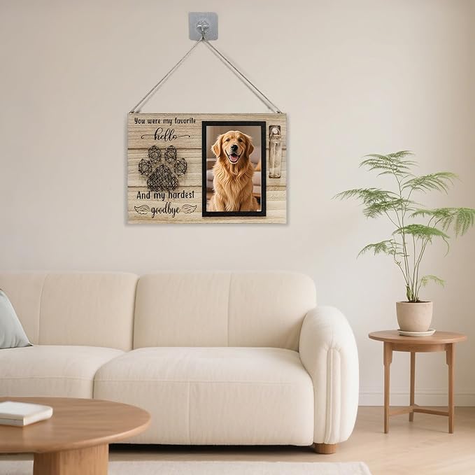 Dog Memorial Gifts for Loss of Dog, Picture Frame for 4.3x6.3in Photo with a Glass Bottle for Collect Hair, Loss of Dog Sympathy Gift - Cat Pet Bereavement Remembrance Picture Frame