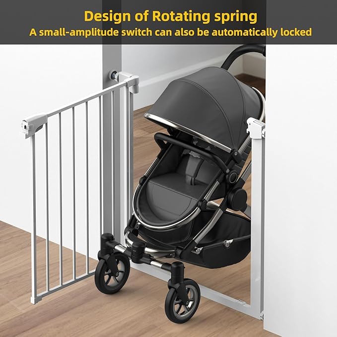 Easy Step Walk-Thru Baby Gate – Adjustable Safety Gate for Babies & Pets, Pressure Mount Kit, Includes Wall Cups – 29.7-32W x 30.5H, Auto-Close White
