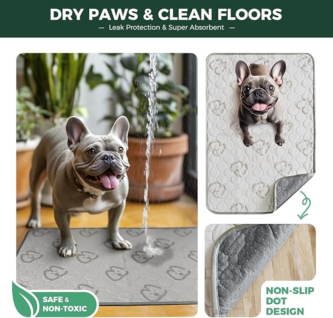 FXW Washable Pee Pads for Dogs, Leak-Proof & Non-Slip, Specifically Designed for Whelping Box, 36" Round, Khaki, 2 Packs