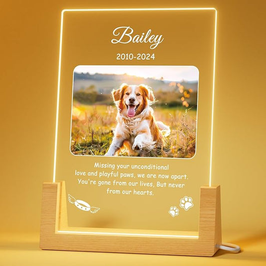 Bemaystar Personalized Pet Memorial Gifts - in Memory of Dog Night Lights, Custom Dog Memorial Gifts for Loss of Dog, Pet Loss Gifts, Memorial Plaques for Dogs, Pet Vertical Memorial Gifts