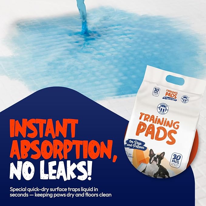 BPG Ultra Absorbent Pet & Puppy Pads – 30 Count 22"x22" Pee Pads for Dogs, Disposable Leak Proof Dog Training Pads, Quick Drying Underpads, Puppy Essentials for House Training - Brooklyn Pet Gear