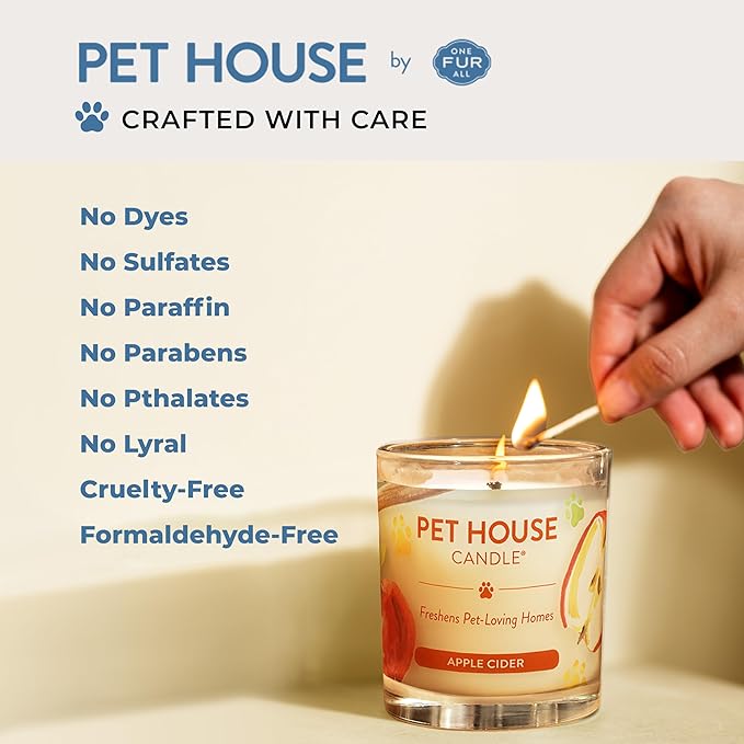 One Fur All Pet House Candle 2 Pack - Plant-Based/Soy - Clean Burning Scented, Long Lasting Pet Odor Candle for Home - Red Currant
