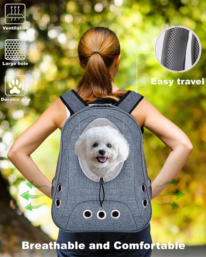 Pet Dog Backpack Carrier Small Doggy Front Backpack,Large Space Cat Carrier Backpack,Ventilated for Hiking,Camping,Travel,Suitable for Shopping and Vet,Max 12 lbs(Denim Blue)