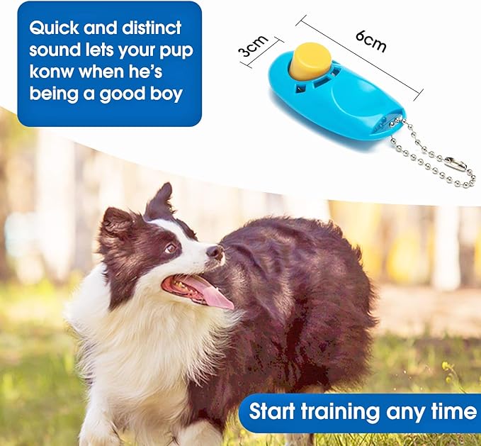 BAAPET 15/20/30/50/100 ft Long Dog Training Leash with Clickers for Small, Medium and Large Dogs or Cats (15 Feet, SkyBlue)