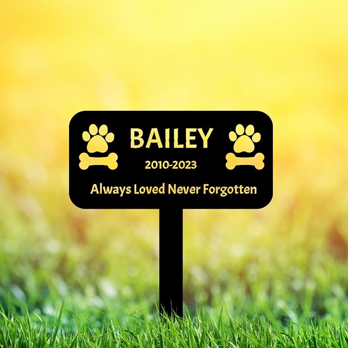 Custom Dog Name Memorial Grave Stake Marker, Personalized Dog Memorial Grave Marker Engraved Sign, Customized Dog Memorial Stake Metal Sign Headstone Loss of Dog Pet Sympathy Gift
