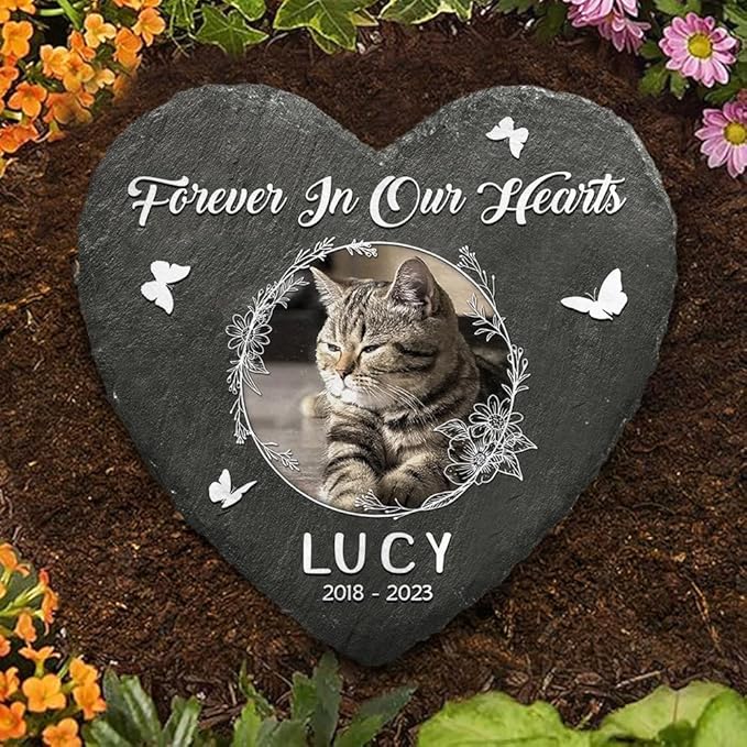 Personalized Heart Shaped Pet Memorial Stone for Cats and Dogs - Perfect Bereavement Gifts for Pet Lovers, Dog & Cat Lover - Unique Slate Stone Marker Gift for Comfort and Healing