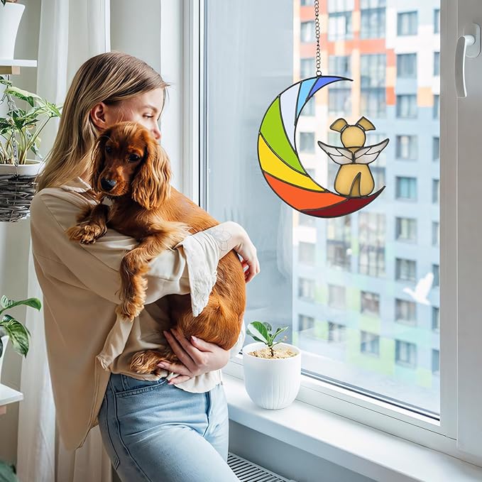 Stained Glass Dog Memorial Gifts for Loss of Dog, Rainbow Bridge Dog Memorial Gifts for Dogs, Pet Memorial Loss Sympathy Gift, Loss of Dog Sympahty Gift, Dog Bereavement Gift, Dog Passing Away Gift