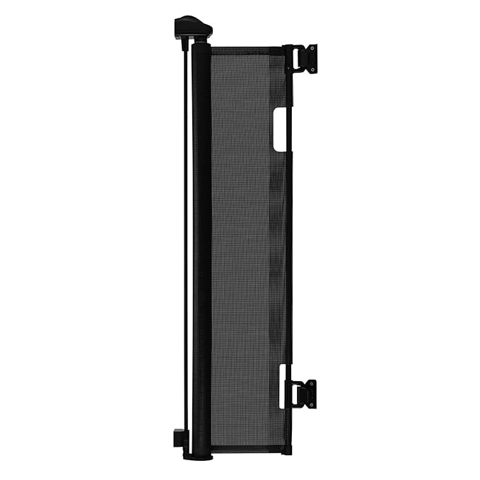 VEVOR Retractable Baby Gate, Extends to 72.8 inch Wide, 38.5 inch Tall, with Security Lock, Easy to Use, Walk Through Without Tripping, Mesh Dog Gate for Stairs, Hallways, Indoor/Outdoor, Black